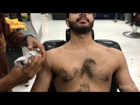 ASMR How to Trim Chest & Belly Hair in Pakistani Style 🪒| Bodyshave | | ASMR CHEST MASSAGE | 💈