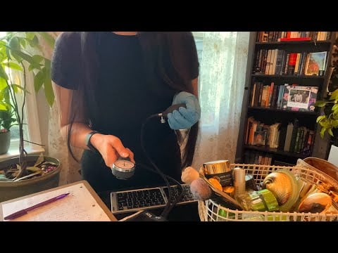 ASMR Dermatologist (typing, writing, rummaging, crinkles, brushing, skin sounds)