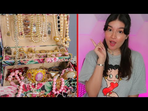 ASMR Vintage Jewelry Show & Tell *HUGE Mystery Lot* (Jewelry Sounds, Whispering, Crinkles)~SOOTHING~