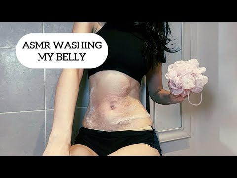ASMR Washing my Belly and Bellybutton w Soap and Water (soapy, tapping, scrubbing etc.) 