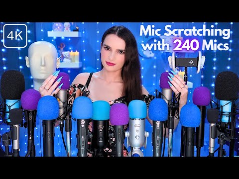 ASMR Mic Scratching with 240 MICS 😱 FOR REAL! 💙 No Talking for Sleep 😴 4K