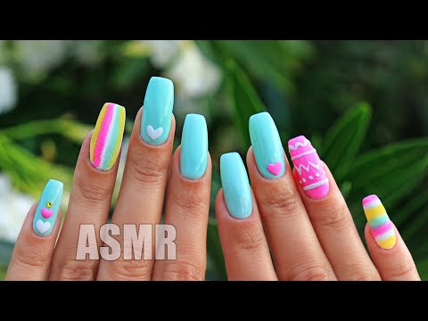 ASMR Nail Art Tutorial Design 💅 Whisper | АСМР МАНИКЮР Летний дизайн ногтей Шепот и триггеры