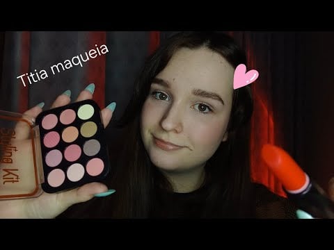 ASMR titia te maqueia com maquiagens de mentira 💄