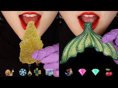 EDIBLE CRYSTAL ASMR INSTANT ICE MUKBANG ASMR EMOJI FOOD ASMR 🧜‍♀️