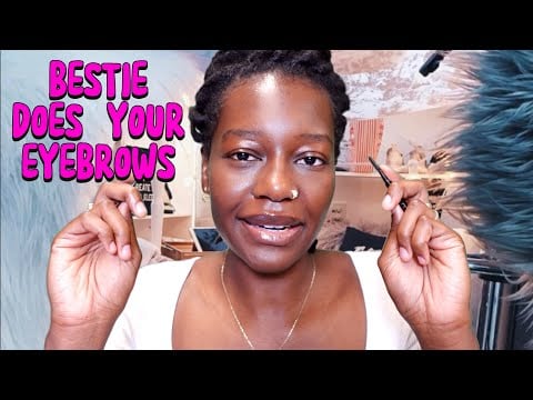 ASMR BEST FRIEND DOES YOUR EYEBROWS AT THE SLEEPOVER💗Plucking, Spoolie, Whispered Personal Attention