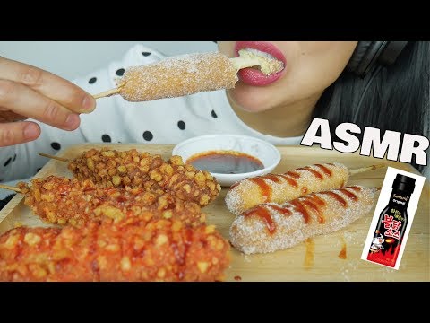 ASMR FIRE SAUCE + CHEESY HOT CHEETOS CORNDOGS (EATING SOUNDS) NO TALKING | SAS-ASMR