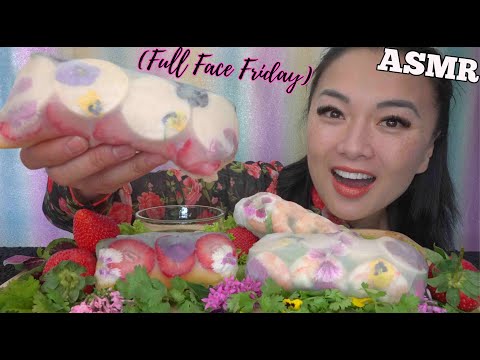 ASMR MOST PRETTY FLOWER SUMMER ROLL *Full Face Friday (EATING SOUNDS) LIGHT WHISPERS | SAS-ASMR