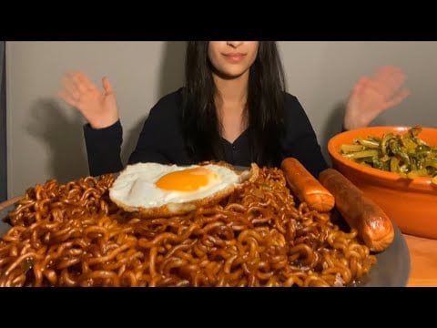 Jjajangmyeon Mukbang ASMR 🍜 | Korean Black Bean Noodles | no talking | 짜장면 먹방
