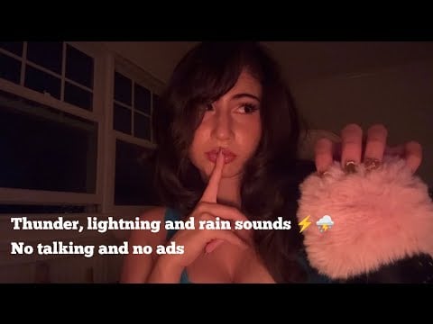 ASMR ~ Fluffy microphone scratching and thunderstorm sounds ⛈️💕