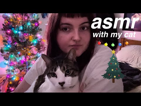 ASMR christmas triggers while my cat purrs in the background (tapping, scratching, crinkle sounds)