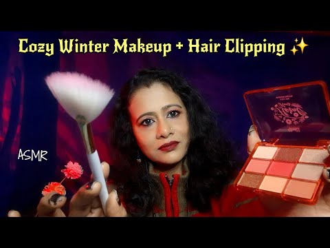 ASMR Cozy Winter Makeup & Hair Clipping ✂️❄️ | Soft Pampering for Deep Sleep | Asmr Ghosal