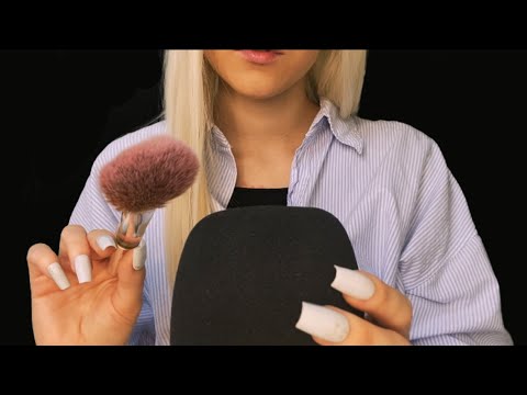 ASMR- Slow & Tingly Inaudible Whisper & Face Brushing With Long Nails ❤️💤