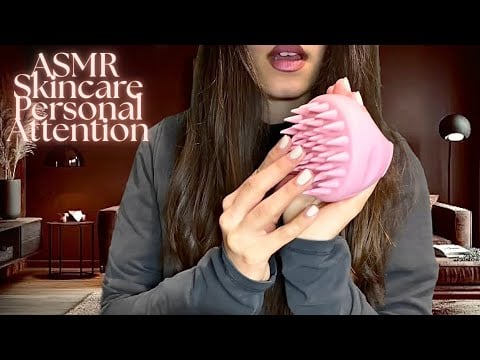 ASMR Skincare Personal Attention 🫧⋆｡˚ ✨(layered sounds, hair brushing, scalp massage etc) 