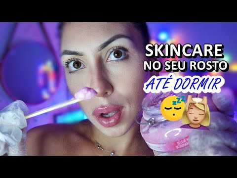 ASMR: SKINCARE RELAXANTE, MASSAGEM NO SEU ROSTO ATÉ DAR SONINHO (ultra satisfatório)