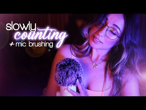 ASMR | Up-Close & Slow Counting + Fluffy Mic Brushing ❤️ (2 HOURS w/ Black Screen)