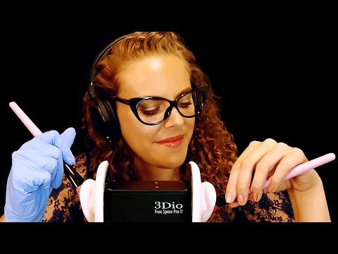 Awesome ASMR 3Dio Ear Cleaning & Ear Massage with Brushing, Gloves, Fabric Sounds