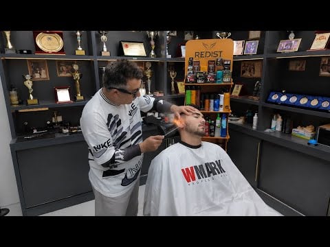 University Student Gets Full Haircut & Beard Trim From A Turkish Barber|Head Massage & Sleep Therapy