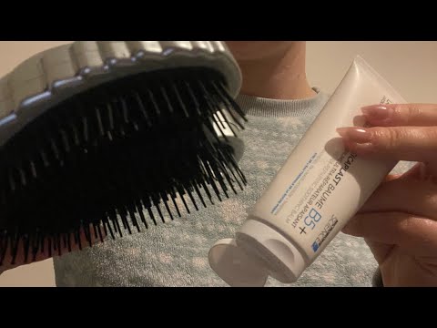 ASMR getting u unready😶‍🌫️ skincare & braiding your hair for sleep 😴 no talking