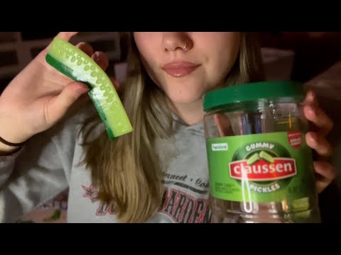 ASMR TRYING THE CLAUSSEN PICKLE🥒 GUMMIES🤢