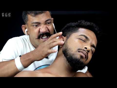 Satisfying Ear Finger ASMR Head Massage With Hair Cracking And Neck Cracking By Asim Barber