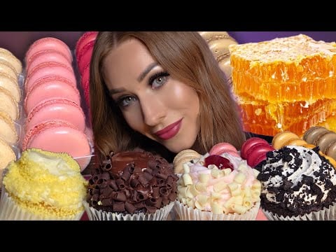ASMR | *50K Special* RAW HONEYCOMB, GOURMET CUPCAKES, & MACARONS!! 🍯🧁🤤 (Mukbang)