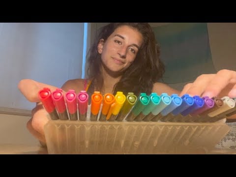 ASMR – Playing & Drawing with Rainbow Markers 🌈 🦋🌻
