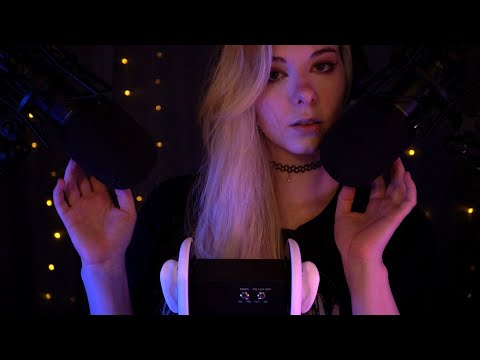 ASMR | ear to ear Breathing & Ear Massage - rain, no talking