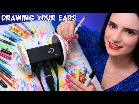 ASMR Drawing Your Ears 👂 100% SENSITIVE Ear to Ear Attention Triggers for DEEP Sleep 😴 No Talking 4K