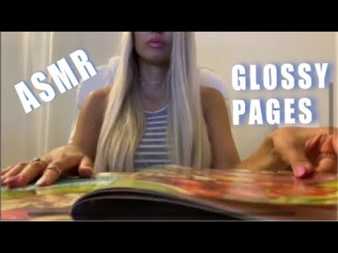 ASMR Glossy Magazine Page Turning w/ Tapping, Tracing, Page Squeezing, and Paper Sounds (No Talking)