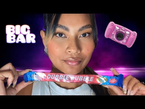 ASMR Chewing Dubble Bubble Big Bar Bubblegum , Amazing Mouth Sounds