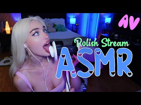 ASMR polish girl whispers and licks your ears before bed