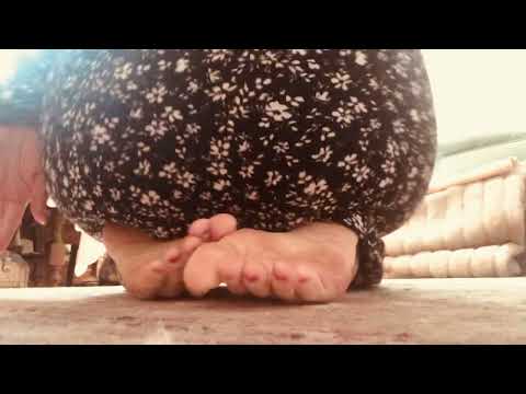 ASMR bare feet walking on creaking wood floor sitting on soles