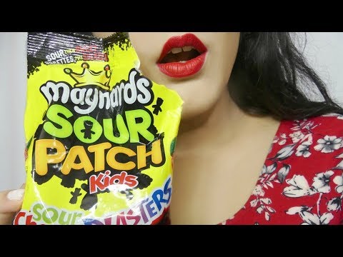 ASMR Candy Sour Patch Kids Cherry ~ Mouth Sounds 🍒🍒🍒 👅