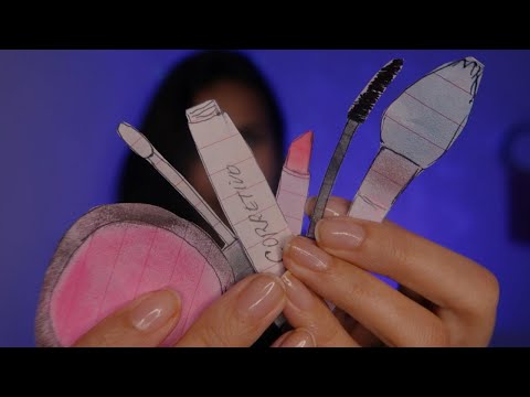 ASMR | FAZENDO SUA MAKE COM PRODUTOS DE PAPEL ~ sono garantido!