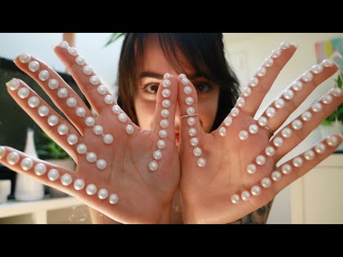 ASMR Rhinestone Tapping & Slow Hand Movements (Ear to Ear Whispers)