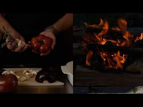 ASMR Tomato Confit Soup and Campfire Griddled Tomato