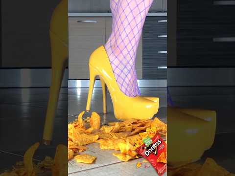 Pineapples vs. Crispy Doritos! Oddly Satisfying Heels Crushing Food! ASMR