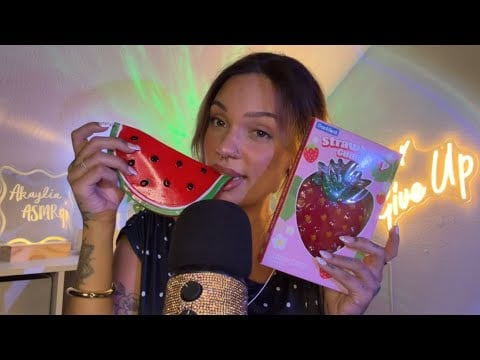ASMR Eating Gummy Fruit 🍓 with Mouth Sounds
