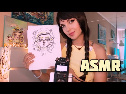 АСМР/ASMR Рисую сюрреалистичный портрет / Жевачка♥️