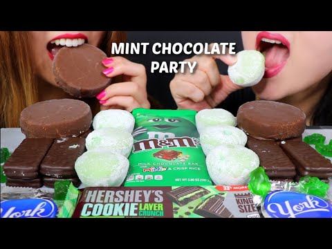 ASMR MINT CHOCOLATE PARTY (Mochi ice cream, chocolate) 리얼사운드 먹방 チョコレートcoklat चॉकलेट | Kim&Liz ASMR