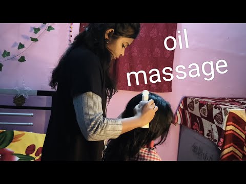 asmr heavy and long hair oiling and massage treatment..💆😌💤