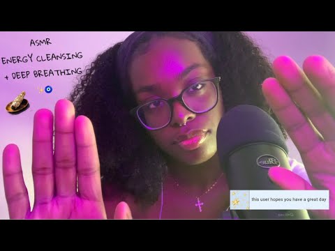 ASMR • Energy Cleansing + Deep Breathing ✨🧿 (plucking, up close whispers, mouth sounds)