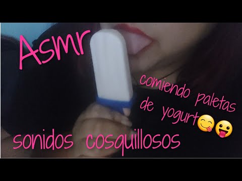 ASMR-lamiendo paleta de helado de yogurt🤪😝/sonidos cosquillosos(asmrEnEspañol)