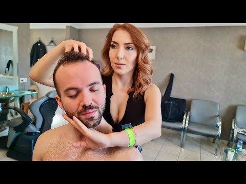 💈DEEP & COMFORTING ASMR SLEEP THERAPY w/ LADY BARBER's HAIR WASH, GENTLE MASSAGE & BACK SCRATCHING