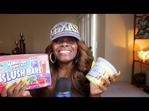 Trying Slush Bars ASMR Cotton Candy Eating Soundssss