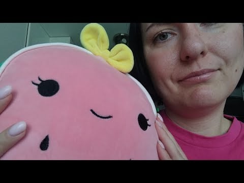 ASMR- Personal attention to a Squishmallows melon 🍉 fabric sounds and tracing