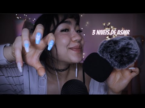 ASMR | 3 NÍVEIS de INTENSIDADE com GATILHOS no MICROFONE (tapping, unhas, cafuné, paz e caos)