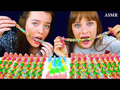 ASMR NERDS ROPE JELLY CANDY RACE with NIK L NIP WAX BOTTLE | Eating Sound Lilibu