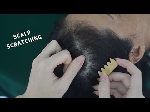 ASMR Scalp Scratching With Wooden Tools, No Talking Hair Play, Hair Parting For Relaxation
