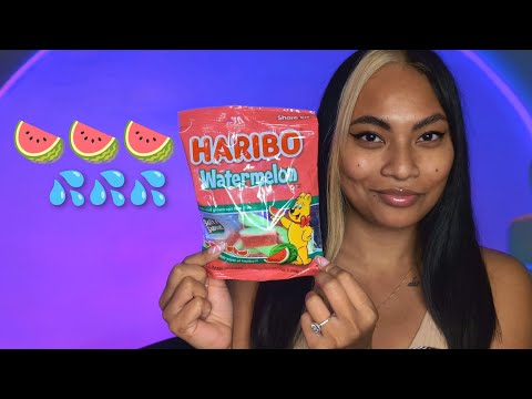 ASMR Eating And Chewing Haribo Watermelon Gummies Satisfying Sounds